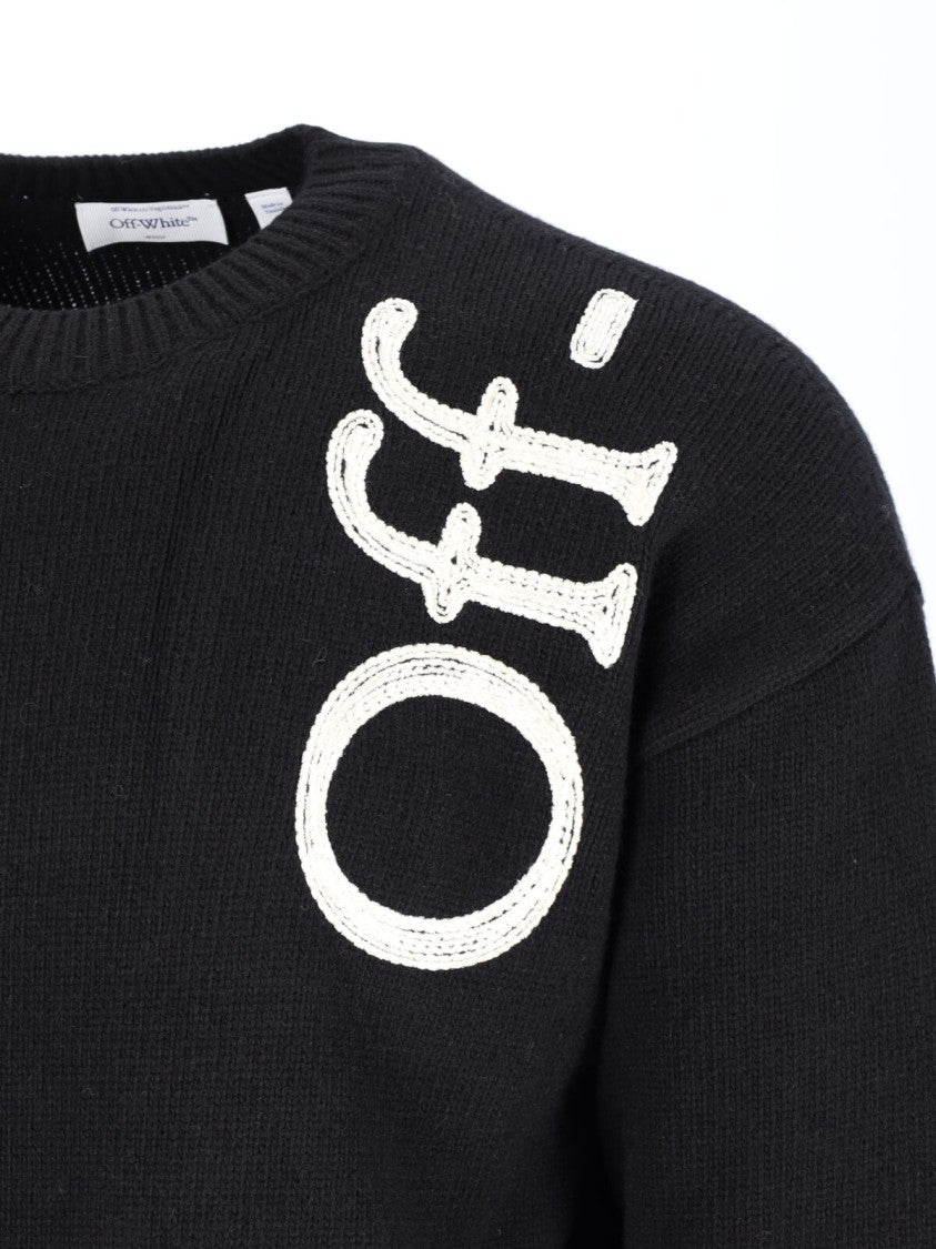 Off-White Bookish Black Contrast Logo Wool-Blend Sweater