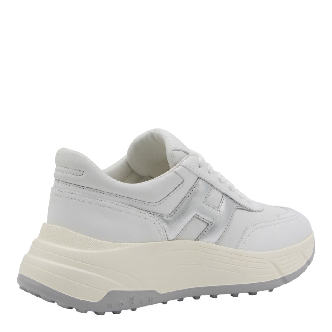 Hogan White Sneakers With Metallic Accent