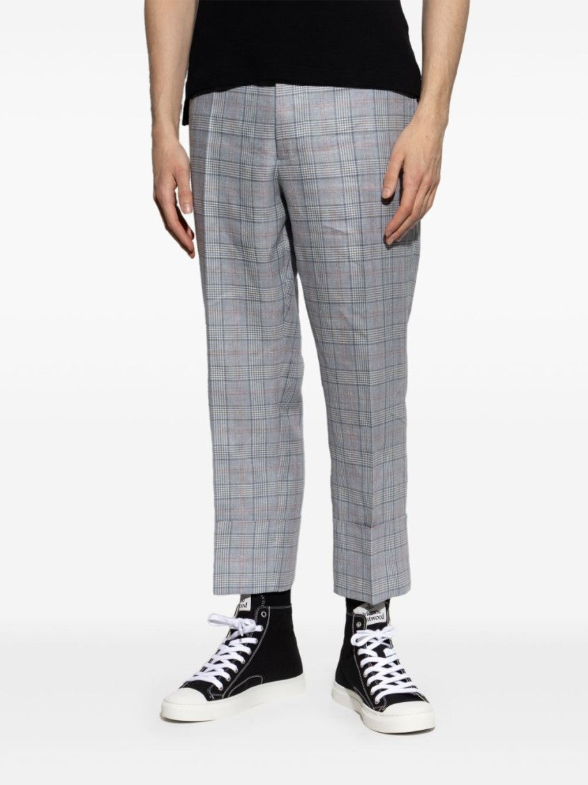 Vivienne Westwood Tailored Cropped Trousers With Grey Check Pattern