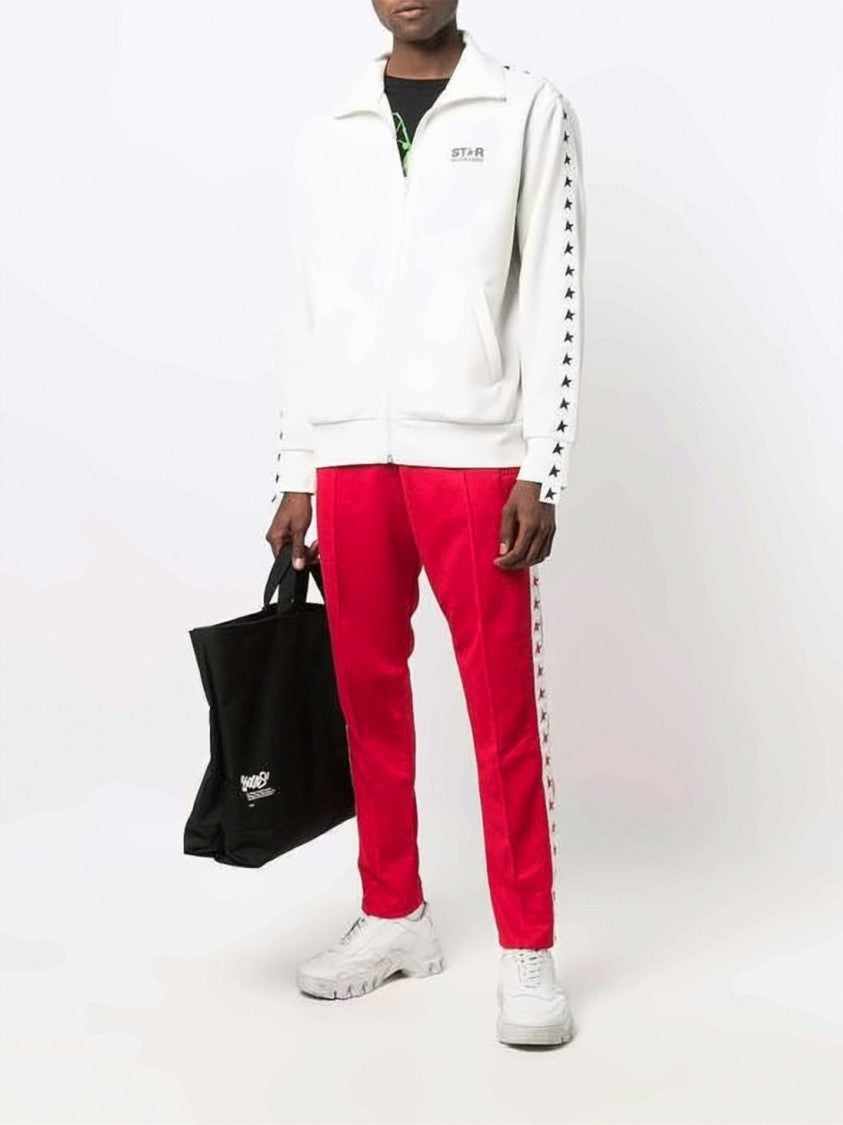 Golden Goose Track Jacket With Bold Black Star Motifs