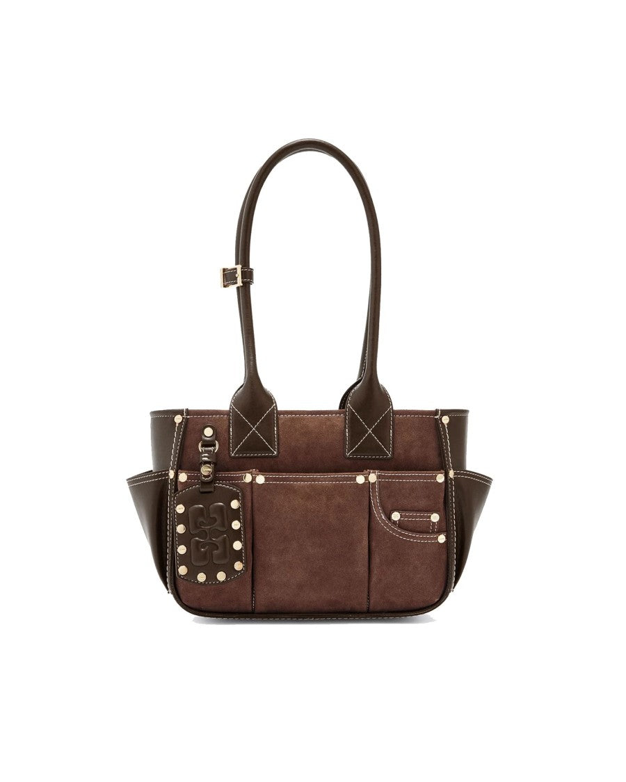 Ganni Posy Small Suede Studded Shoulder Bag