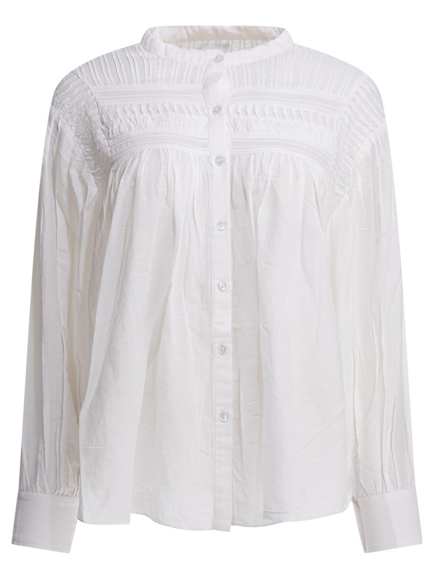 Isabel Marant Étoile Loose-Fitting White Shirt With Pintuck And Pleated Detailing