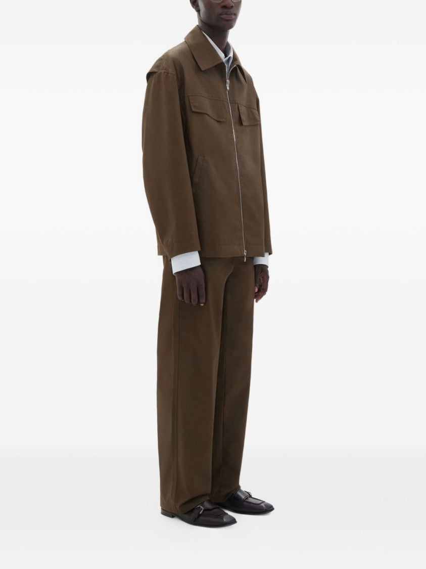 Ferrari Brown Cotton Flap Pocket Bomber Jacket