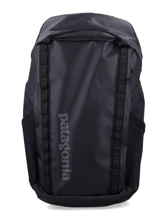 Patagonia Structured Black Backpack With Webbing Loops And Padded Straps