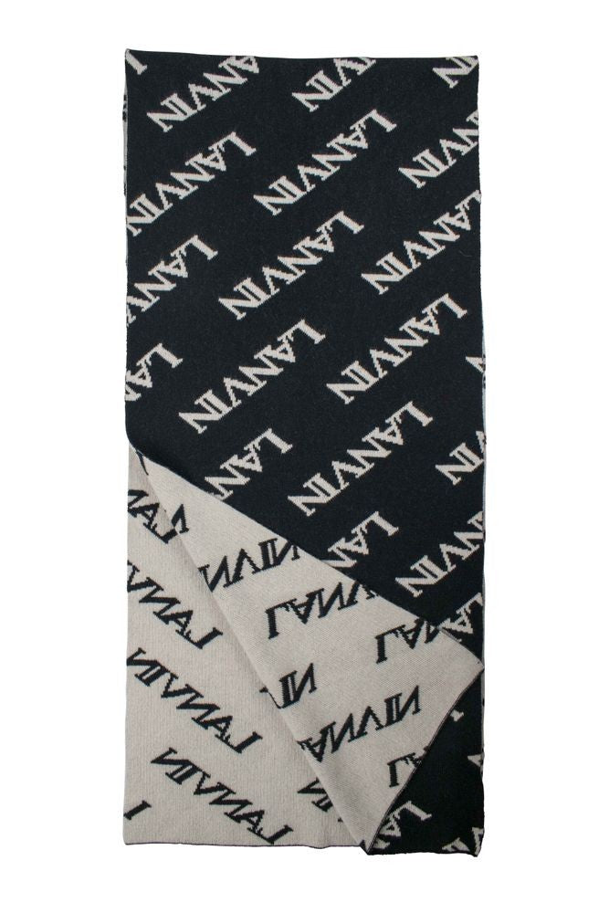 Lanvin Reversible Black And Beige Cashmere Scarf