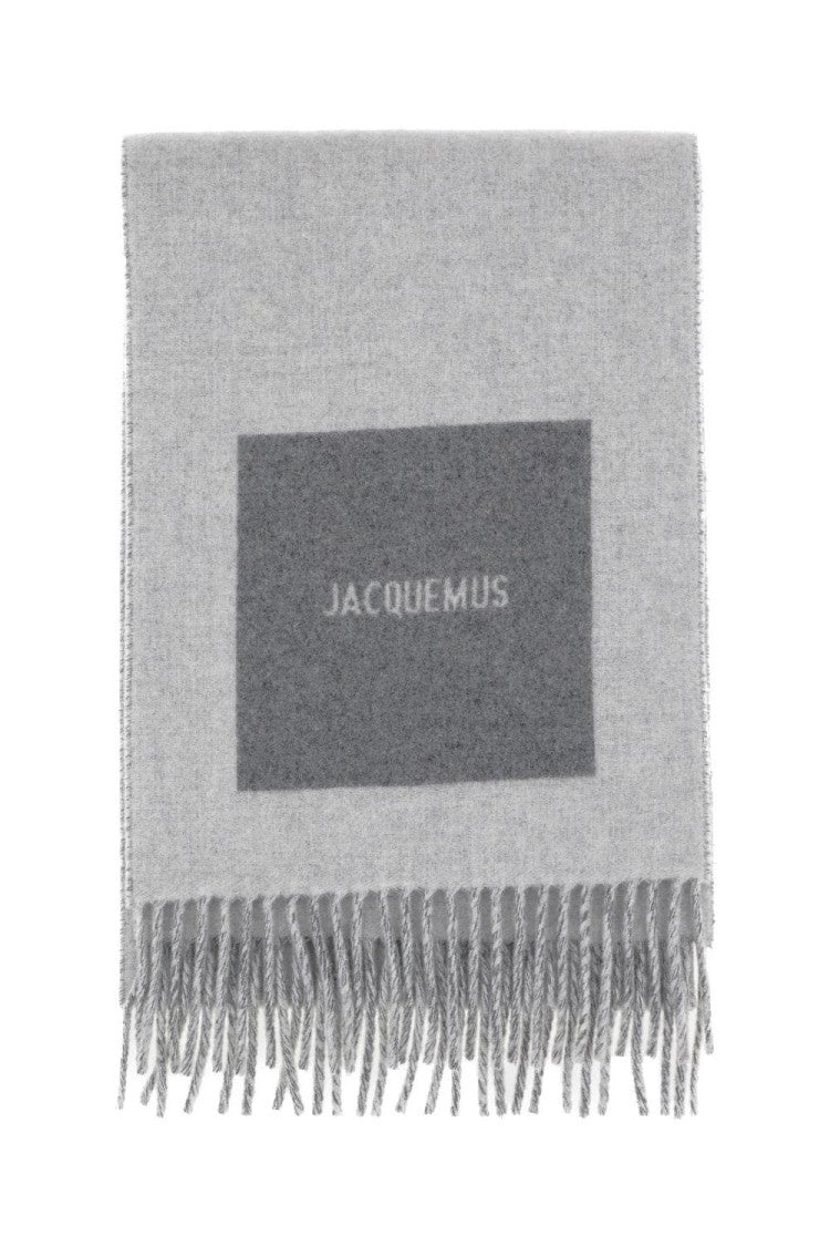 Jacquemus Fringed Wool Scarf With Logo Detail