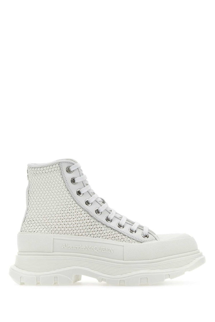 Alexander Mcqueen White Raffia Tread Slick Sneakers