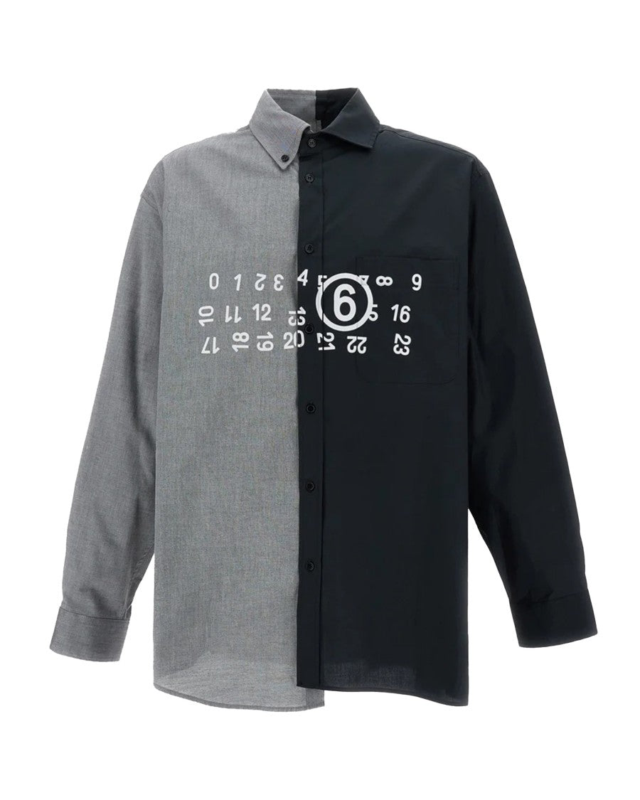 Mm6 By Maison Margiela Black Bicolor Asymmetrical Poplin Shirt