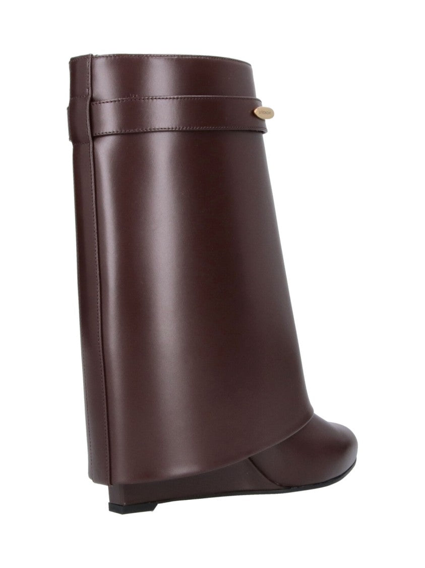 Givenchy Brown Shark Pinch Gold Detail Calf Leather Ankle Boots