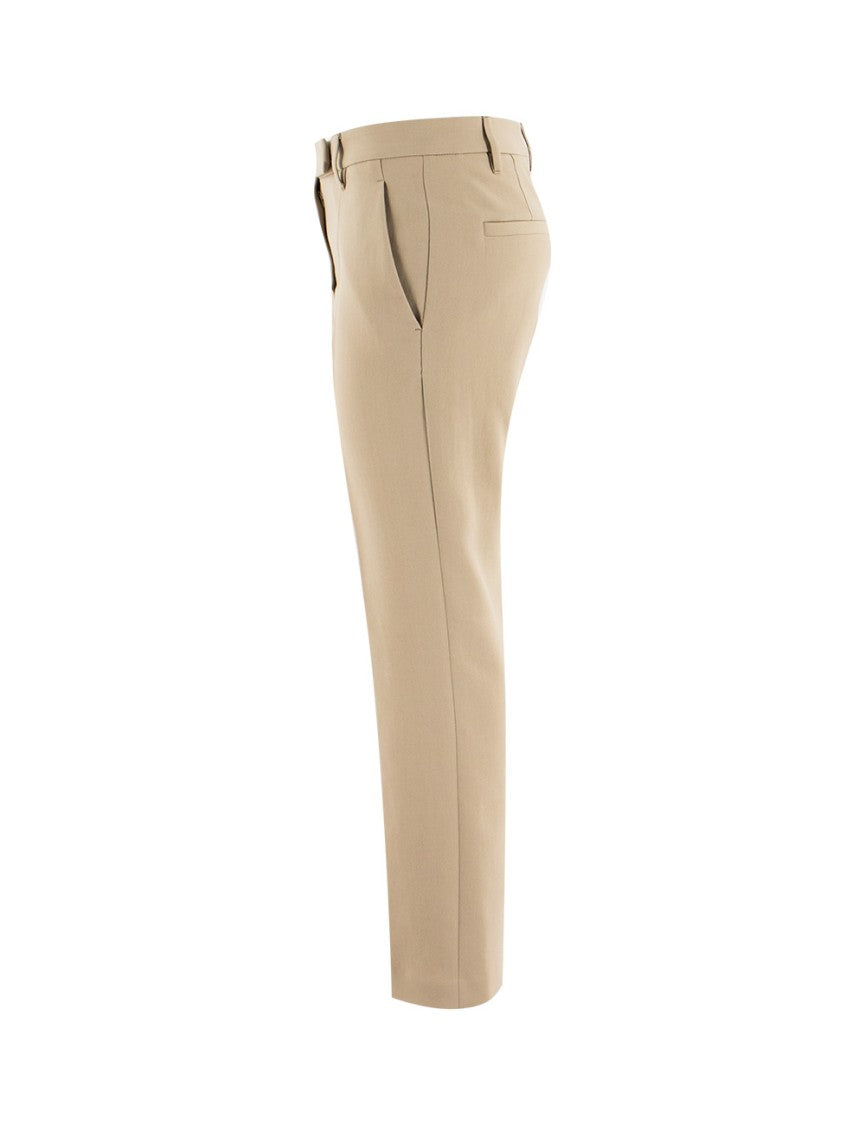 Brunello Cucinelli Tailored Cotton Trousers With Jewel Embroidery