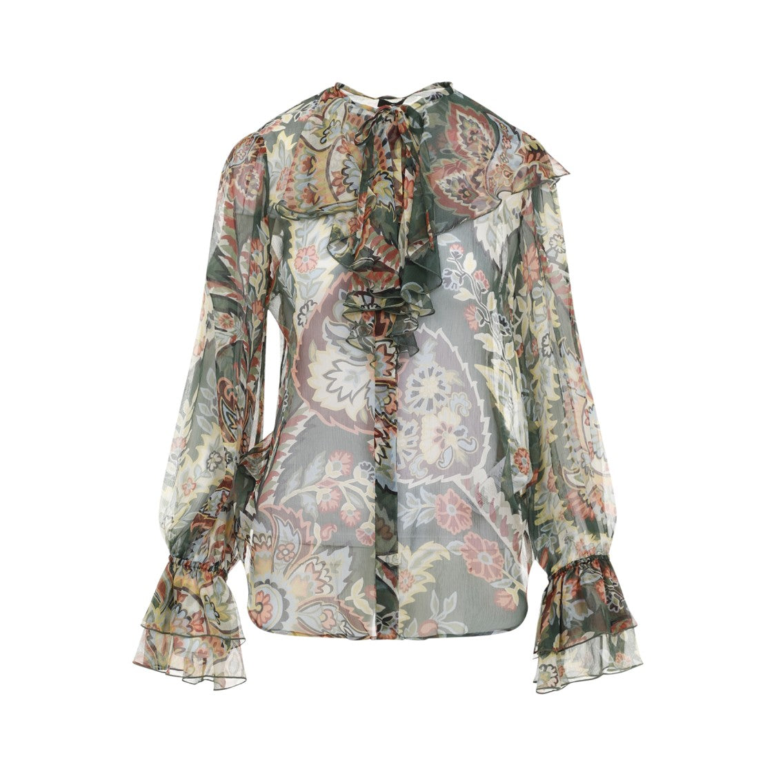 Etro Chiffon Green Silk Shirt