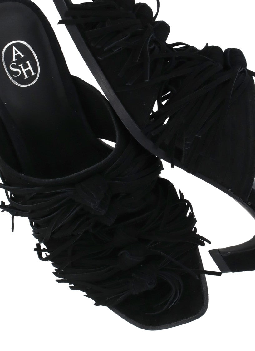 Ash Black Quincy Fringed Suede Loafers