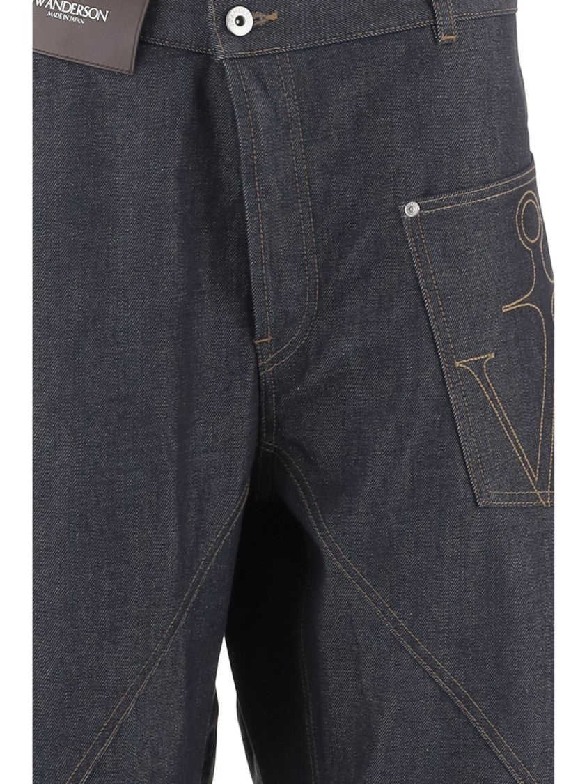J. W. Anderson Dark Cropped Denim Jeans With Distinctive Cut-Off Hem