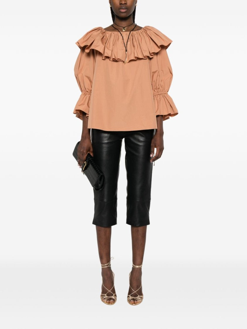 Chloé Loose Fit Ruffled Neckline Blouse