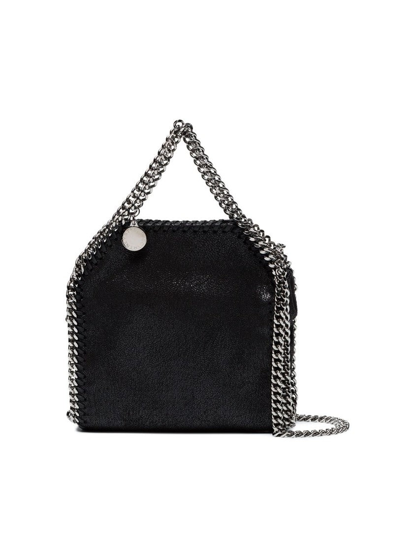 Stella Mccartney Compact Black Faux-Leather Shoulder Bag With Chain-Link Accents