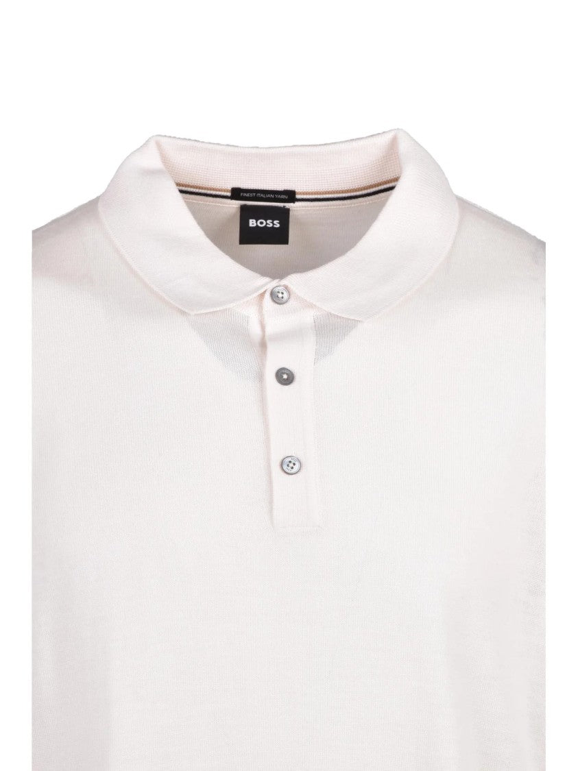 Boss Beige Virgin Wool Polo Sweater
