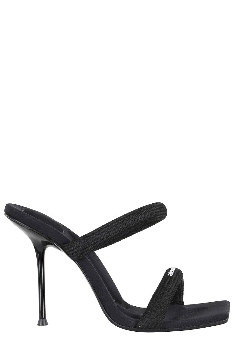 Alexander Wang Black Julie Tubular Webbing Square-Toe Nylon Sandals