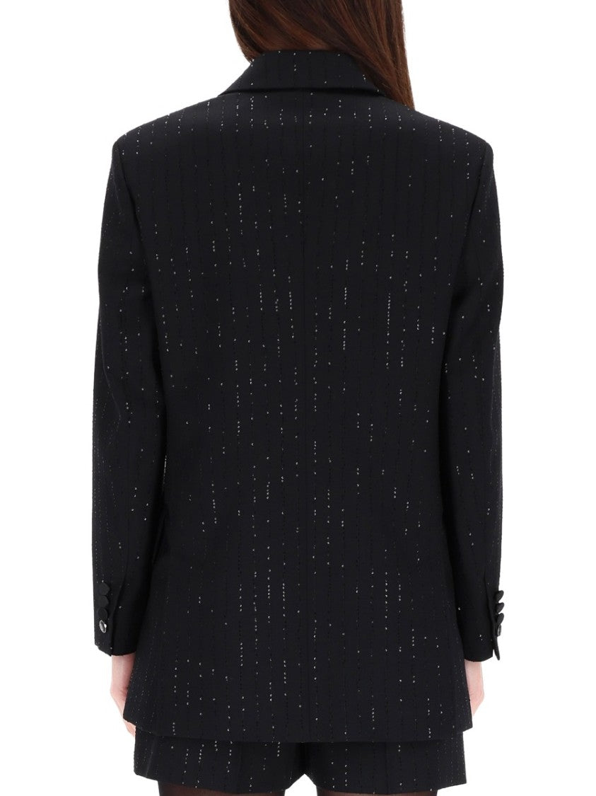 Max Mara Double-Breasted Jacket With Rhinestone Accents