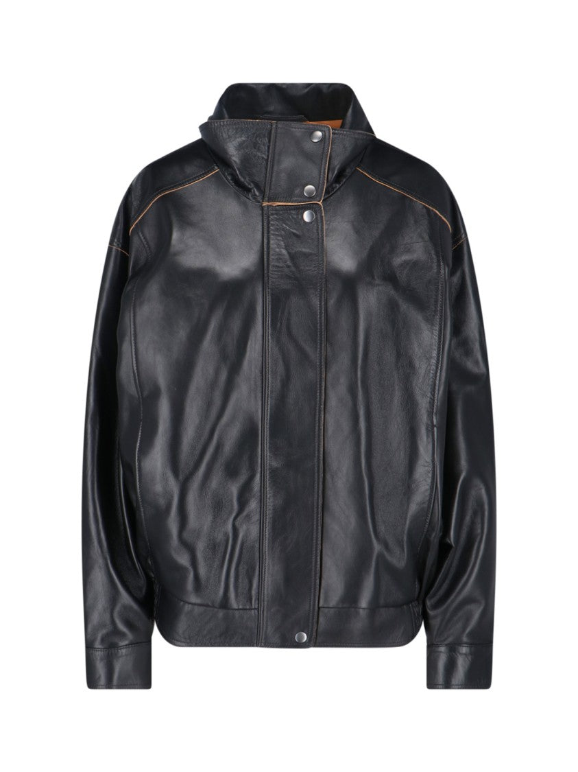 Calvin Klein Shearling Leather Jacket – Black