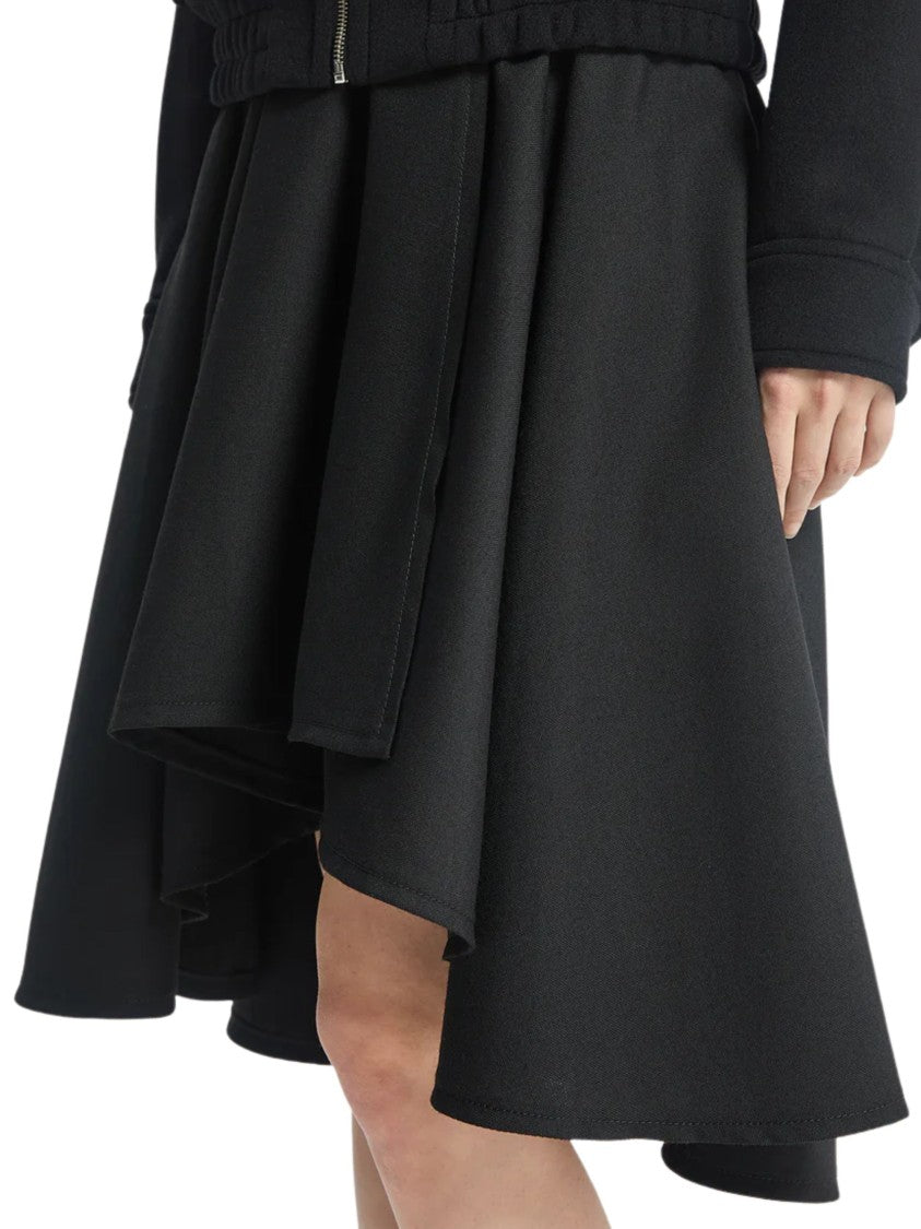 Bite Studios Black Voluminous Tailored Wool Midi Skirt