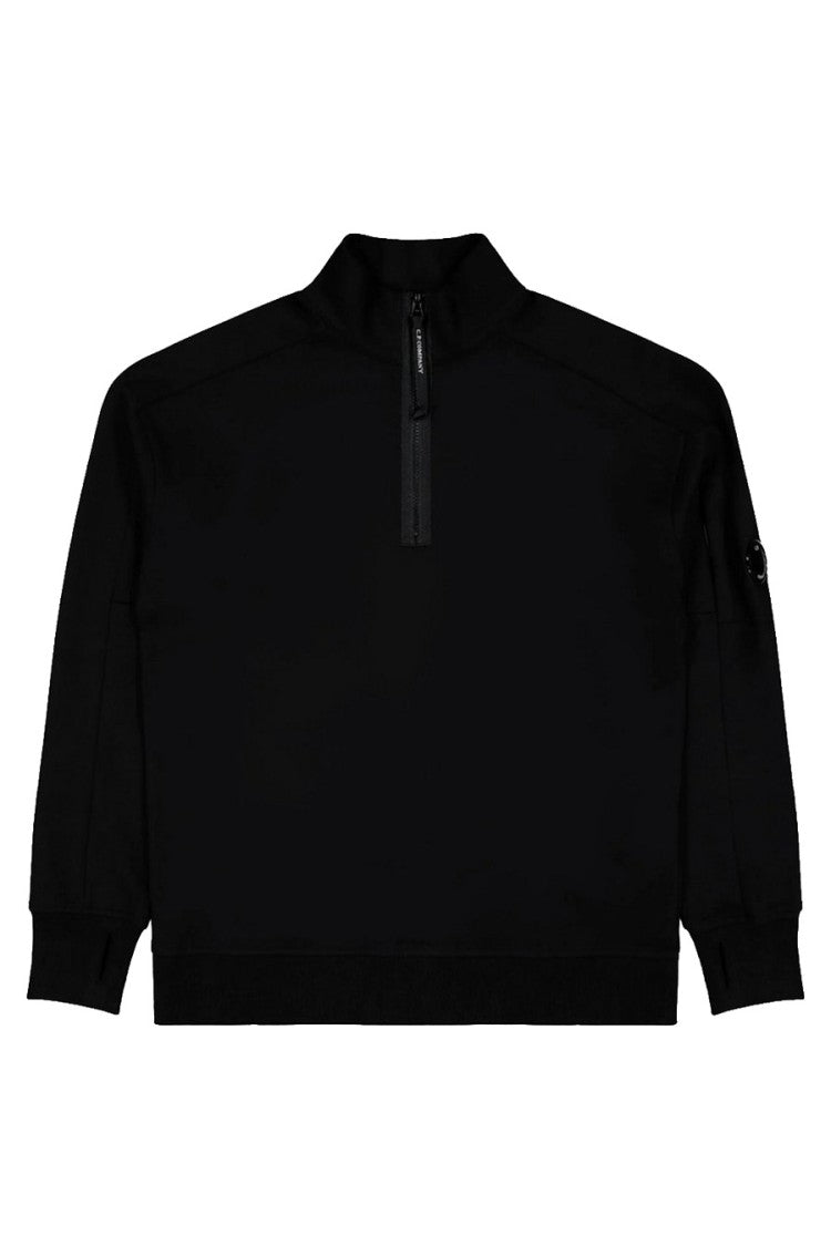 C.P. Company Black Lens Detail Half-Zip Cotton Stand-Collar Sweater