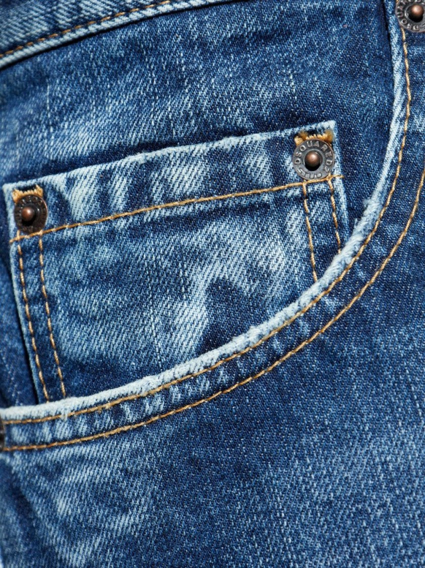 Dsquared2 Medium Blue Straight-Leg Jeans With Subtle Distressing