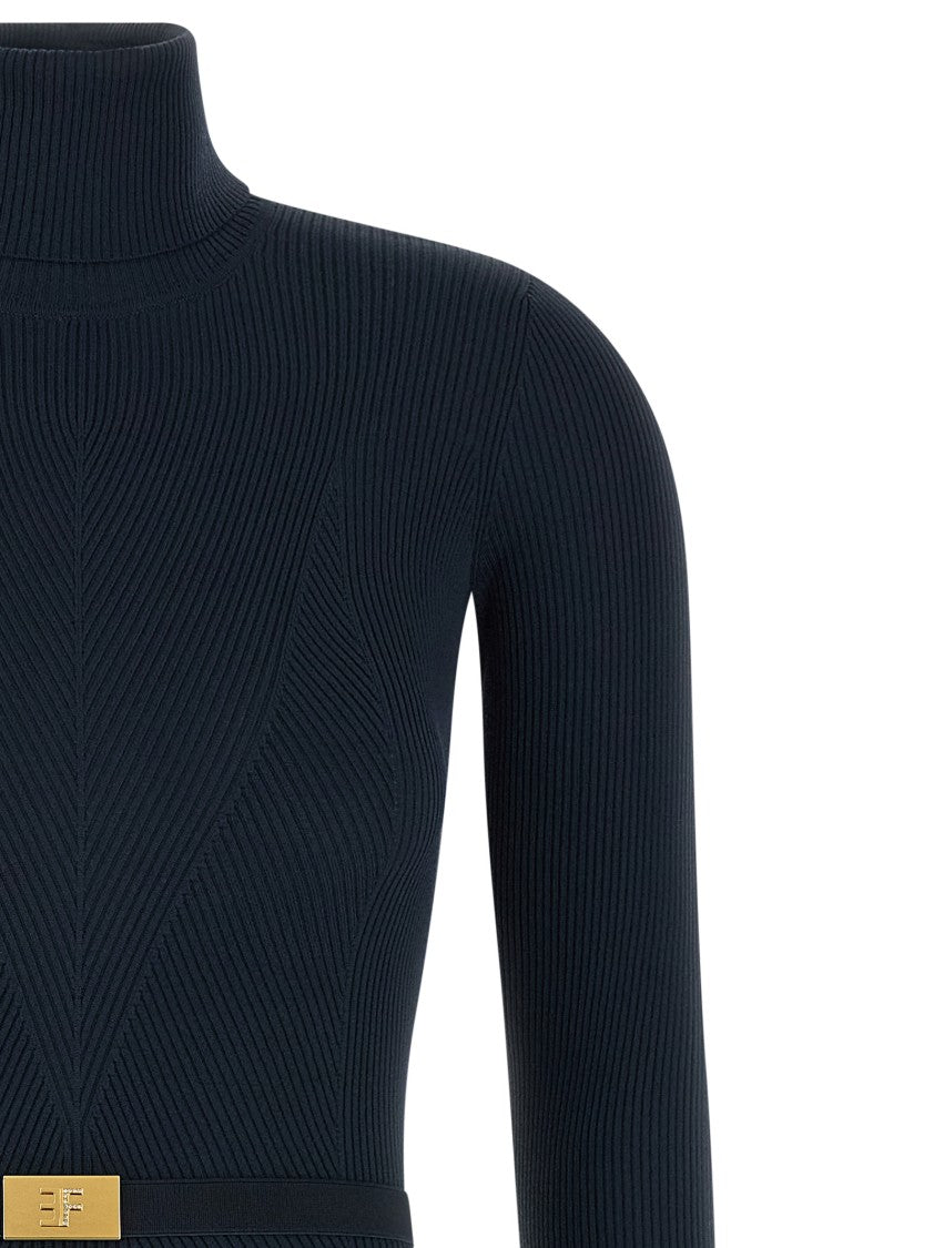 Elisabetta Franchi Ribbed Knit Midi Dress