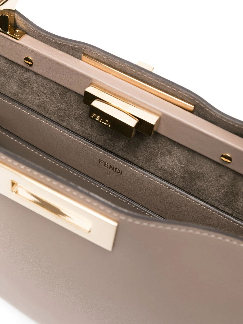 Fendi Peekaboo Soft Calf Leather Suede Handbag
