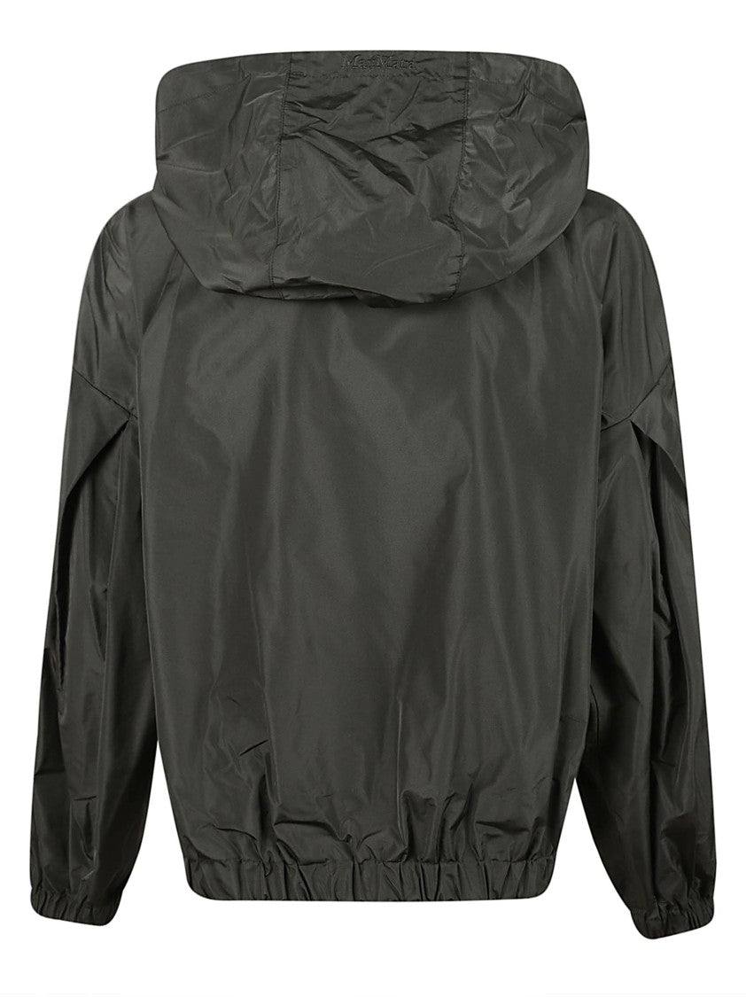 Max Mara Cropped Black Jacket With Front Zipper And Hood