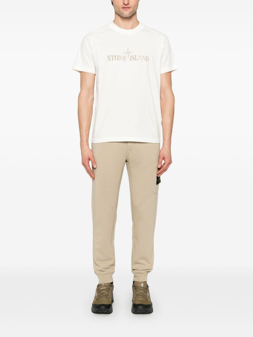 Stone Island Beige Trousers With Tapered Leg