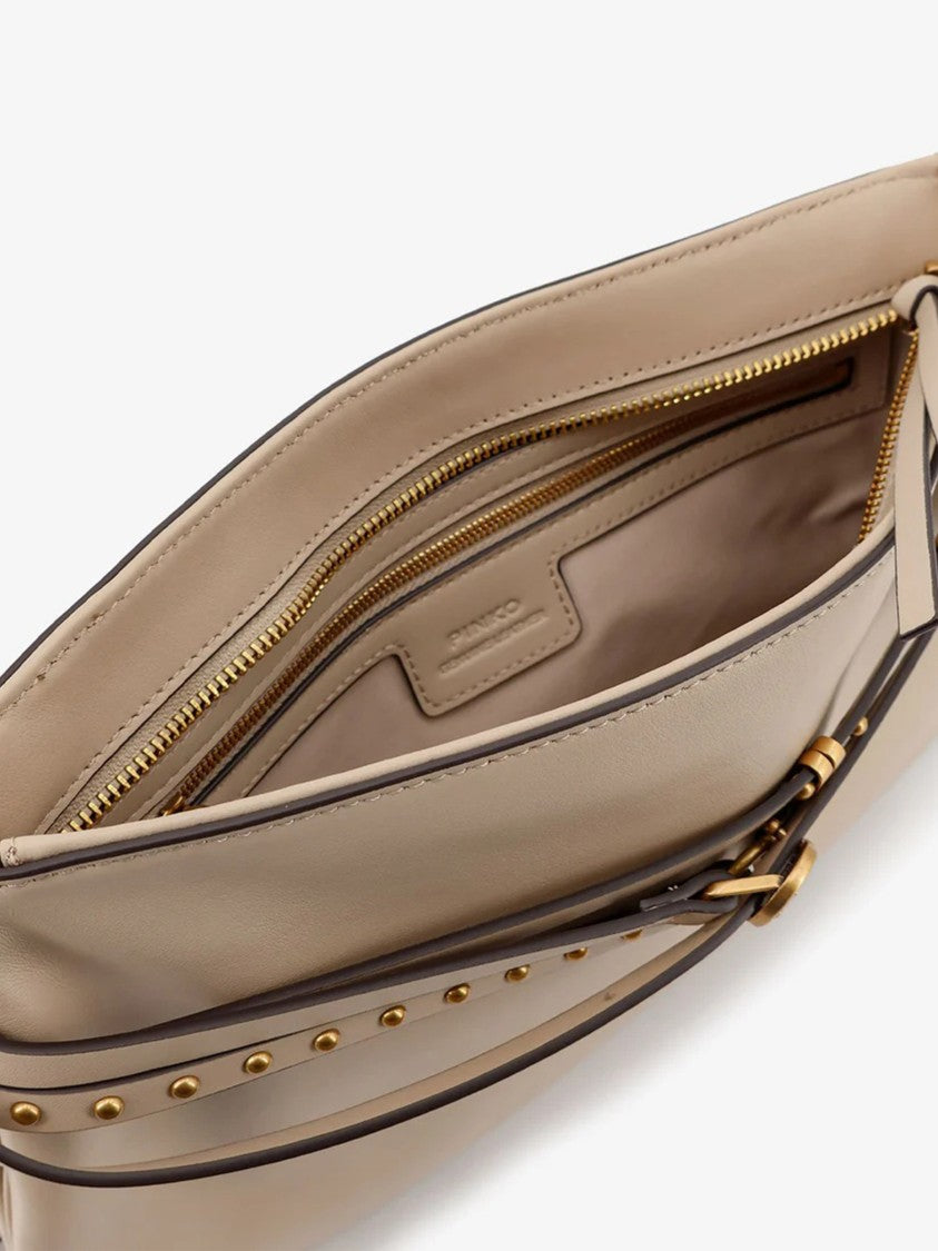 Pinko Neutral Mini Structured Studded Shoulder Bag
