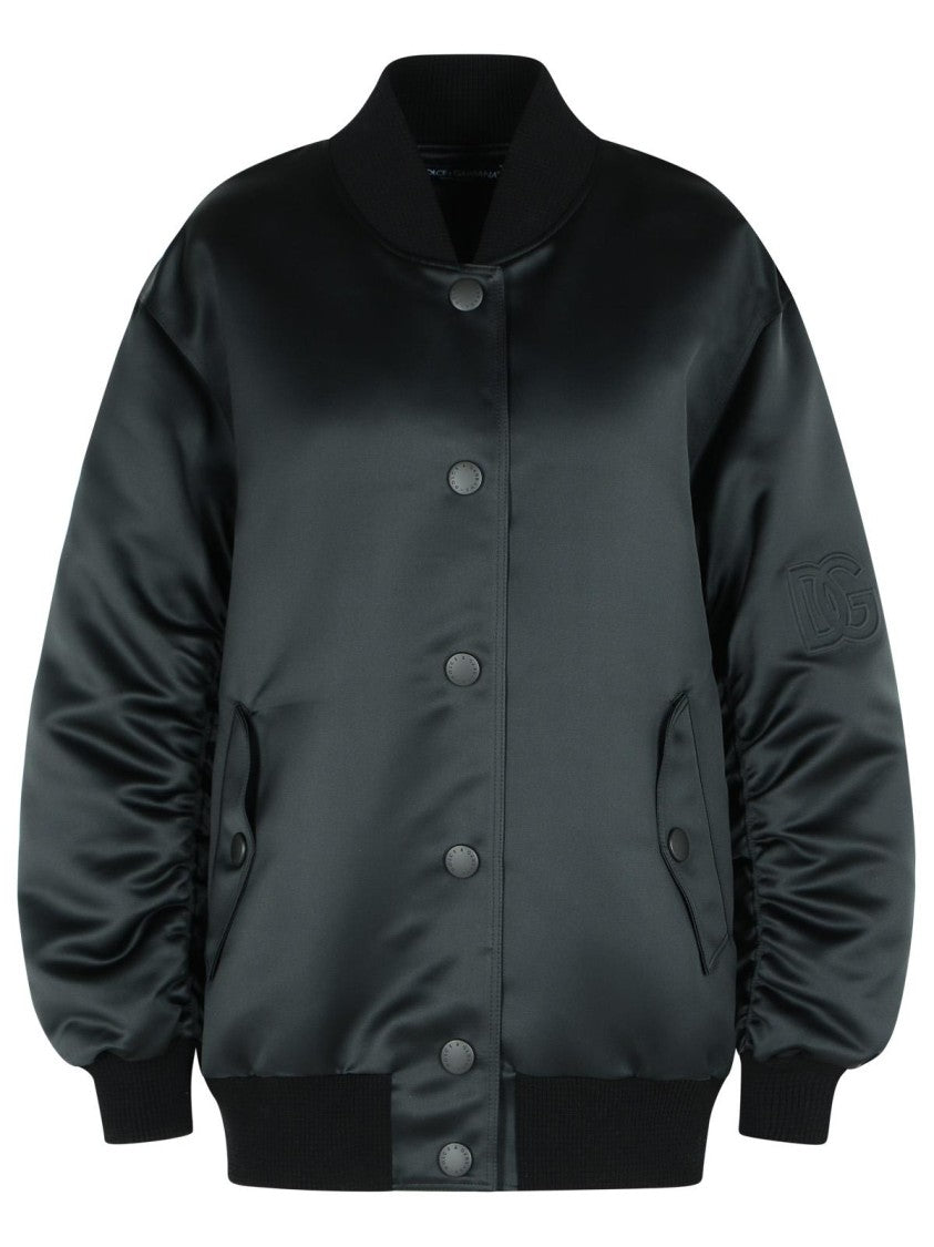 Dolce & Gabbana Black Polyester Bomber Jacket