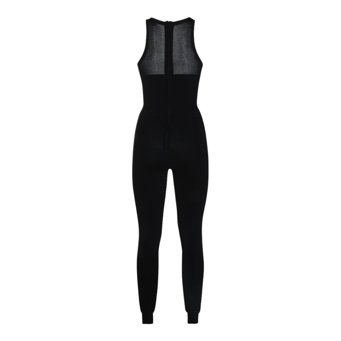 Elisabetta Franchi Sleeveless Black Jumpsuit With Sheer Mesh Panels