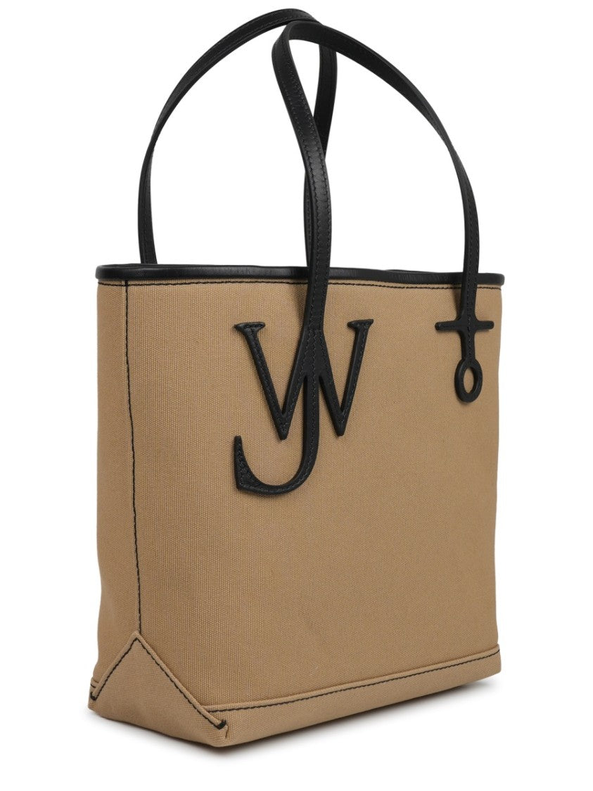 J. W. Anderson Structured Beige Cotton Tote Bag With Leather Accents