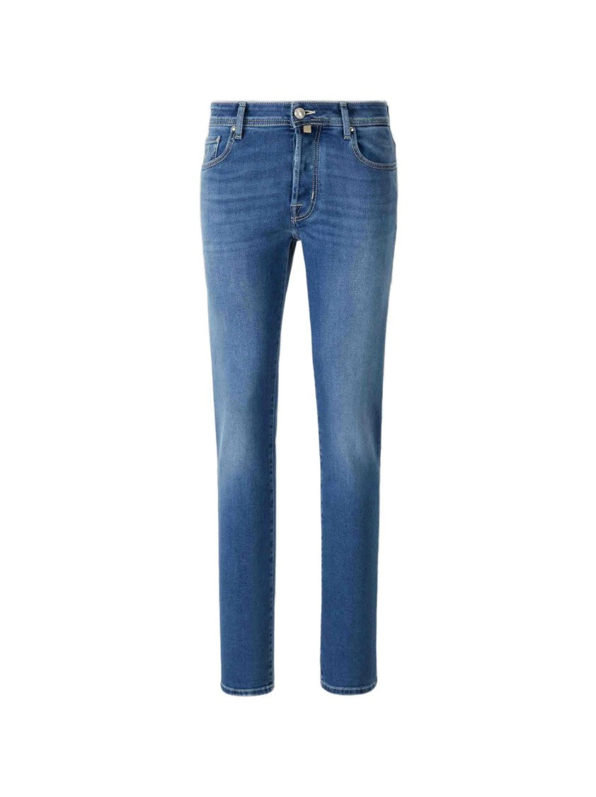 Jacob Cohen Slim-Fit Blue Wash Jeans With Five Pockets And Logo Detail