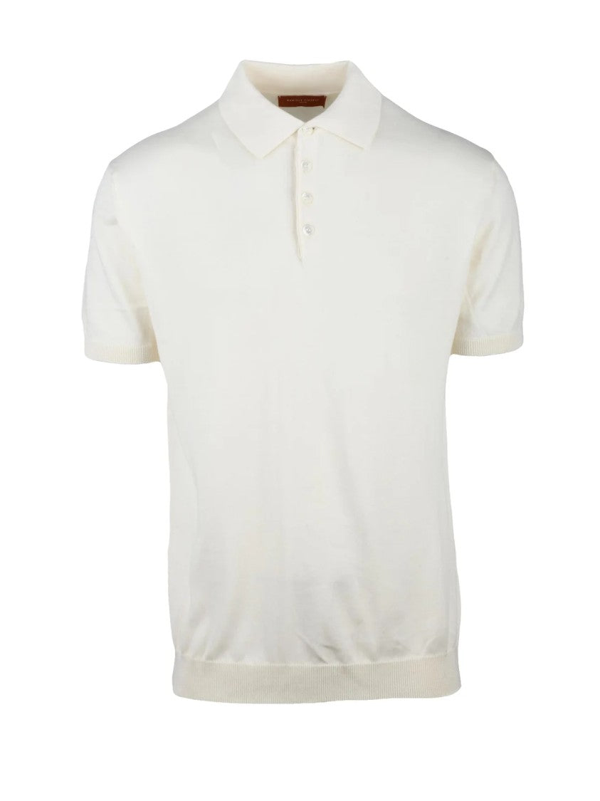 Daniele Fiesoli White Cotton Knit Polo Shirt