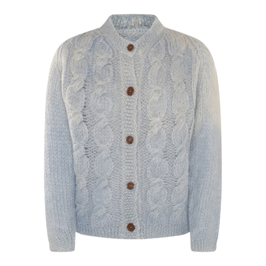 Maison Margiela Chunky Knit Cable Cardigan Sweater With Button-Up Front