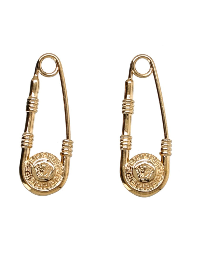 Versace Gold-Tone Safety Pin Earrings