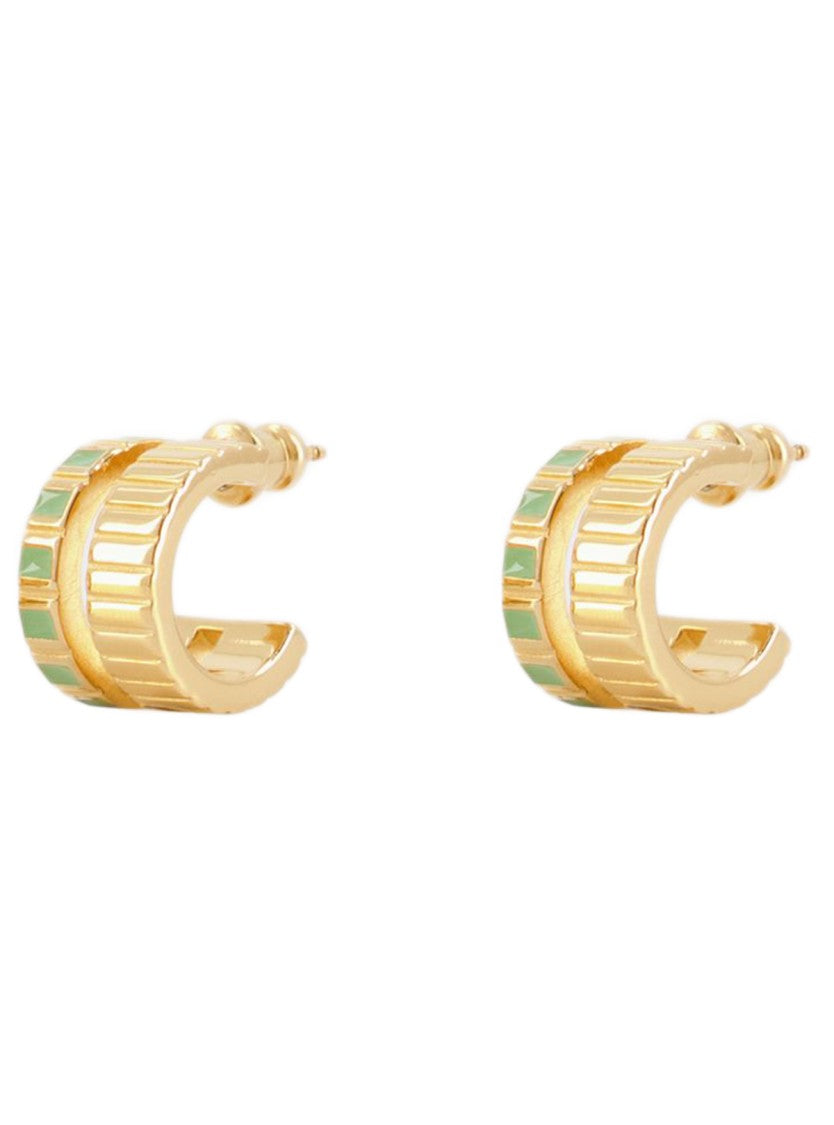 Ivi Mini Slot Earring - Green - Or