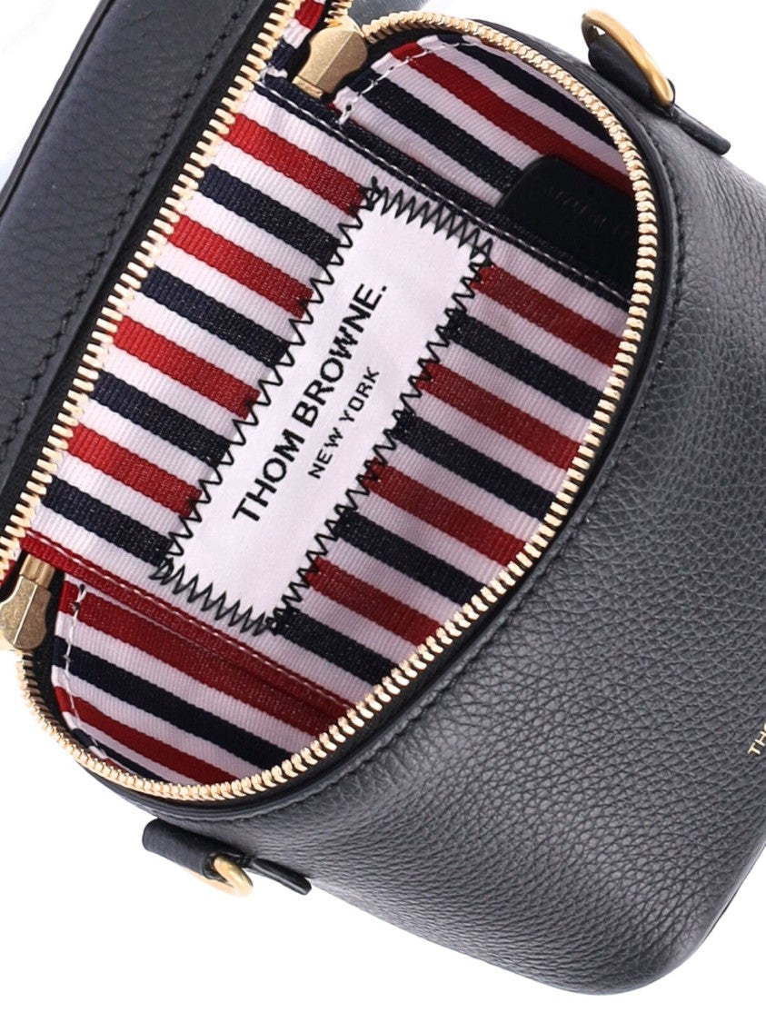 Thom Browne Black Pebbled Leather Adjustable Strap Pouch