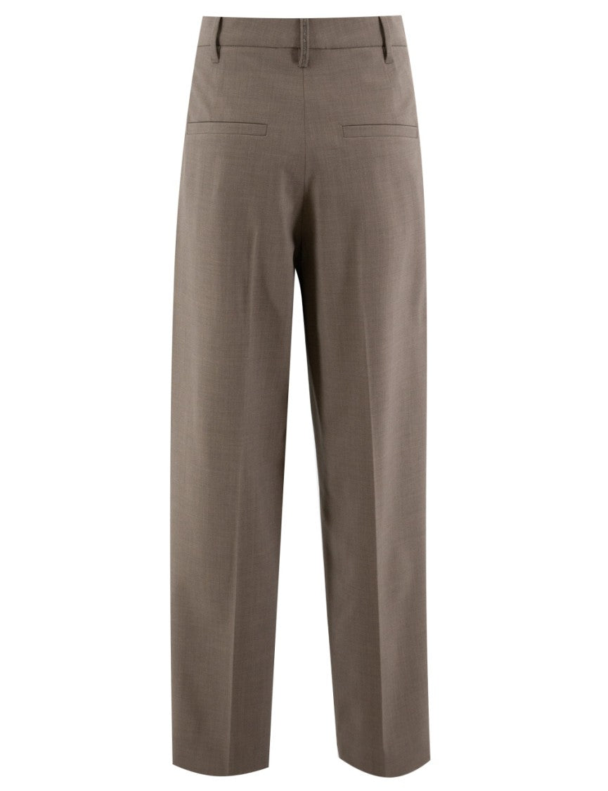 Brunello Cucinelli Straight-Leg Brown Trousers With Tailored Fit