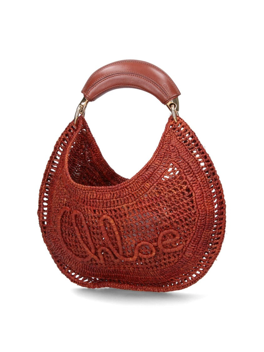 Chloé Brown Summer Banana Woven Rafia Bag