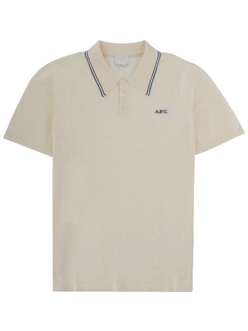 A.P.C. Alex Striped Collar Cotton Polo Shirt