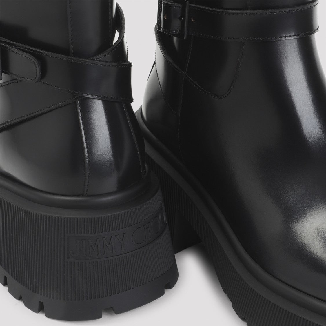 Jimmy Choo Black Leather Soft Box Calf Conny Flat Boots