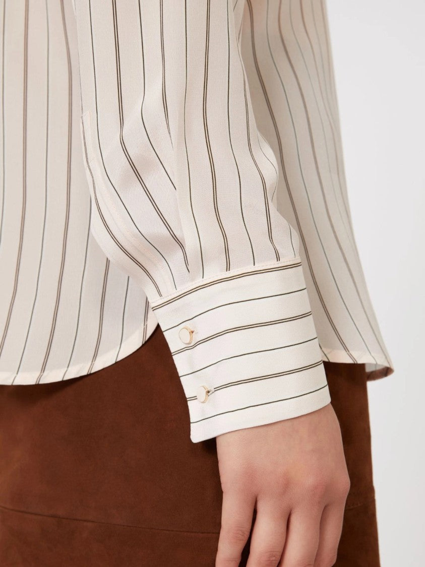 Max Mara Long-Sleeved Blouse With Classic Collar And Vertical Stripes
