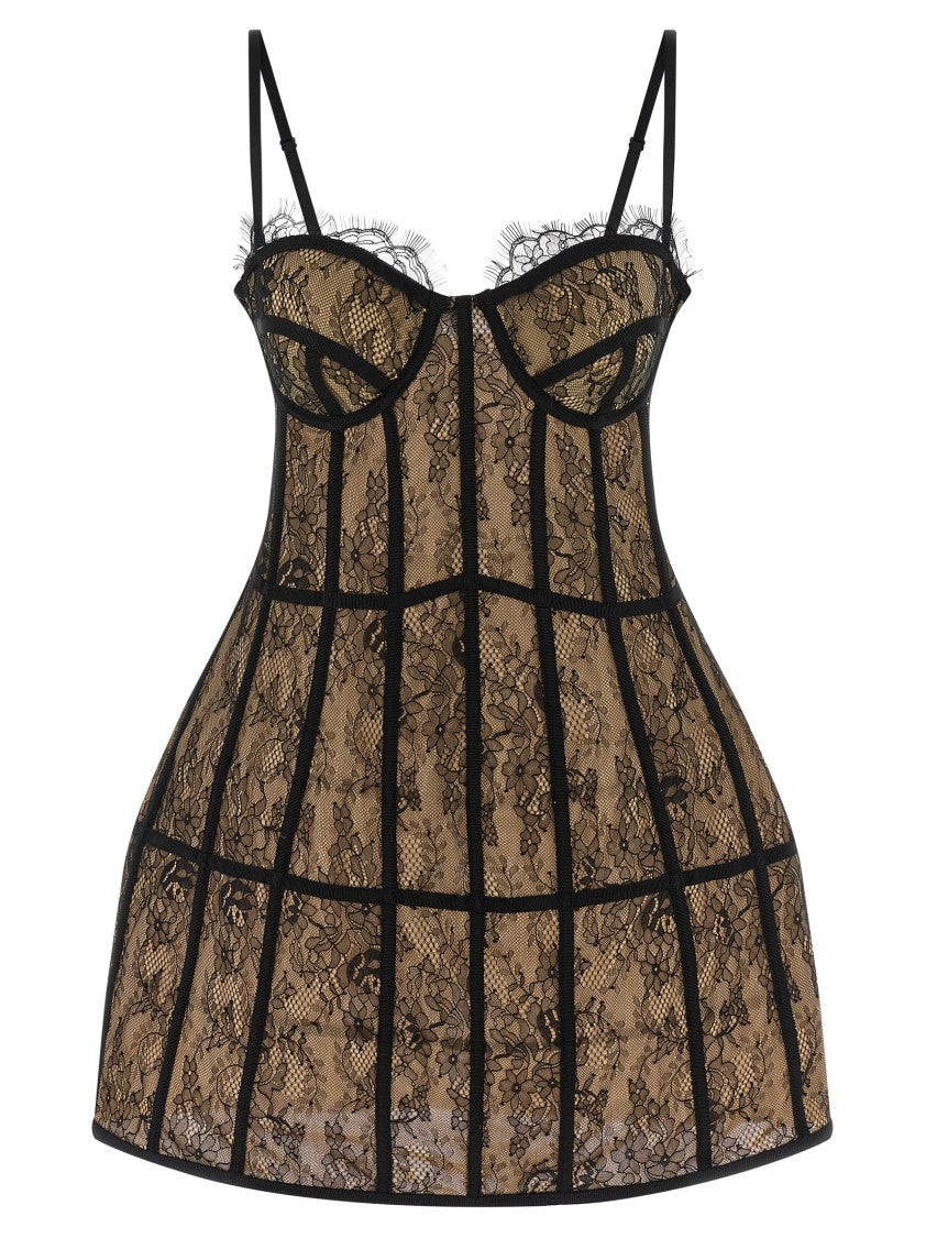 Giuseppe Di Morabito Lace Mini Dress With Grosgrain Bustier Design
