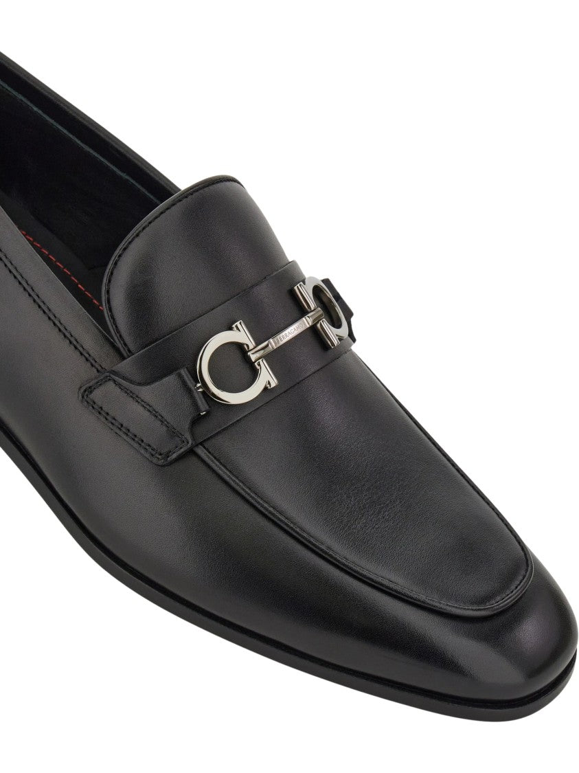 Ferragamo Black Pointed-Toe Minimalist Balty Loafers
