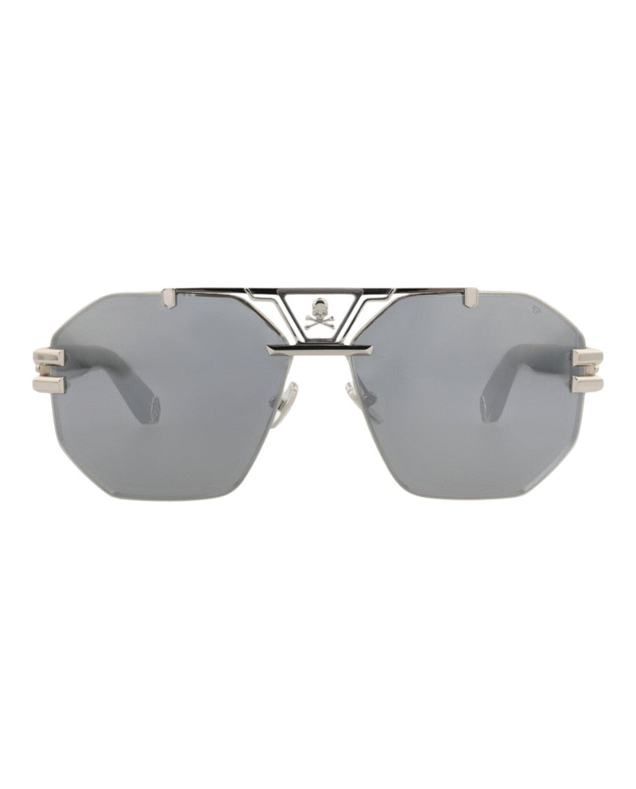 Philipp Plein Aviator-Frame Titanium Sunglasses With Cutout Temple Detail