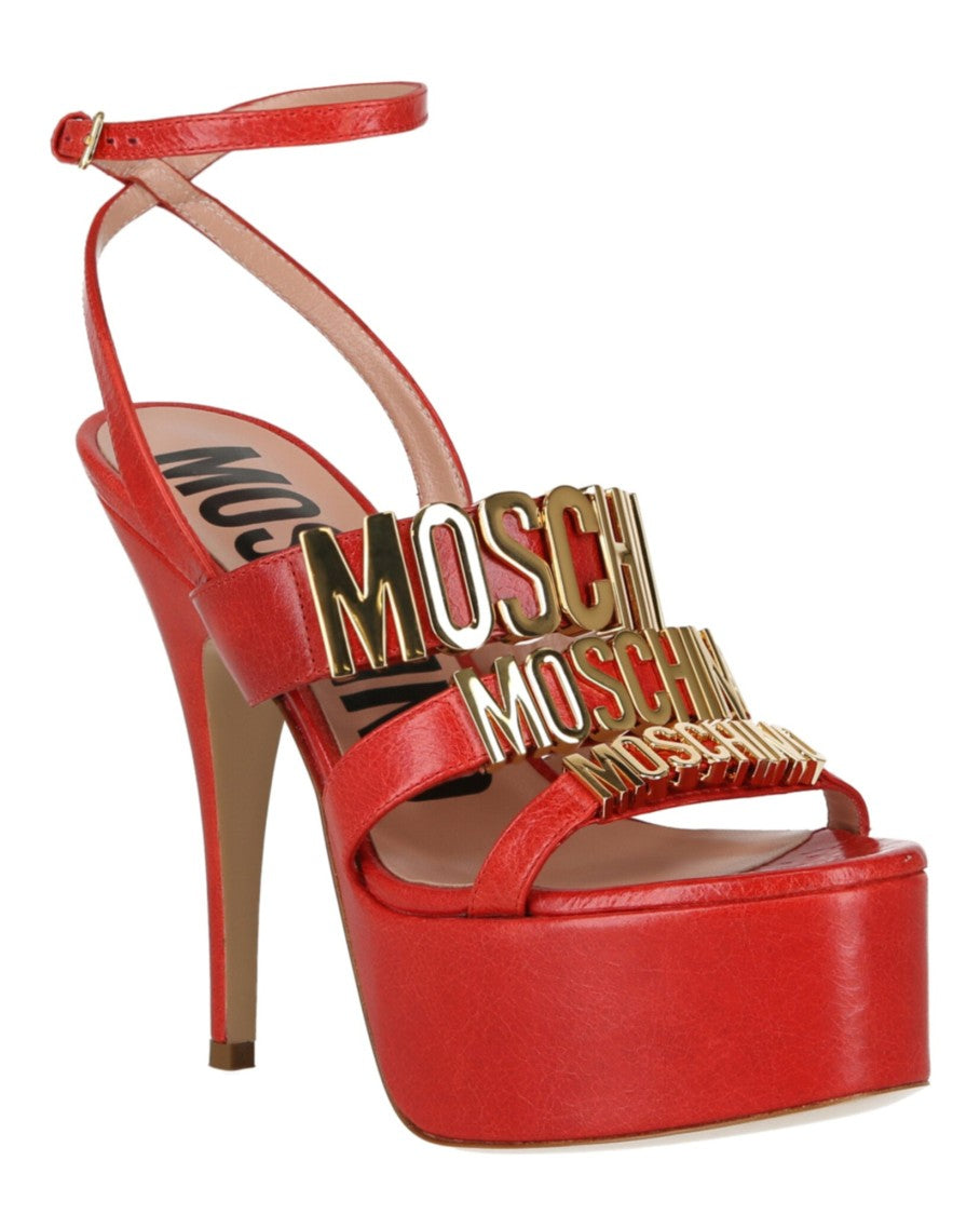 Moschino Degrade Metal Logo Heeled Sandals