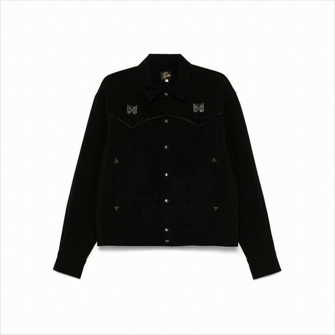 Needles Classic Collar Black Jacket With Butterfly Embroidery